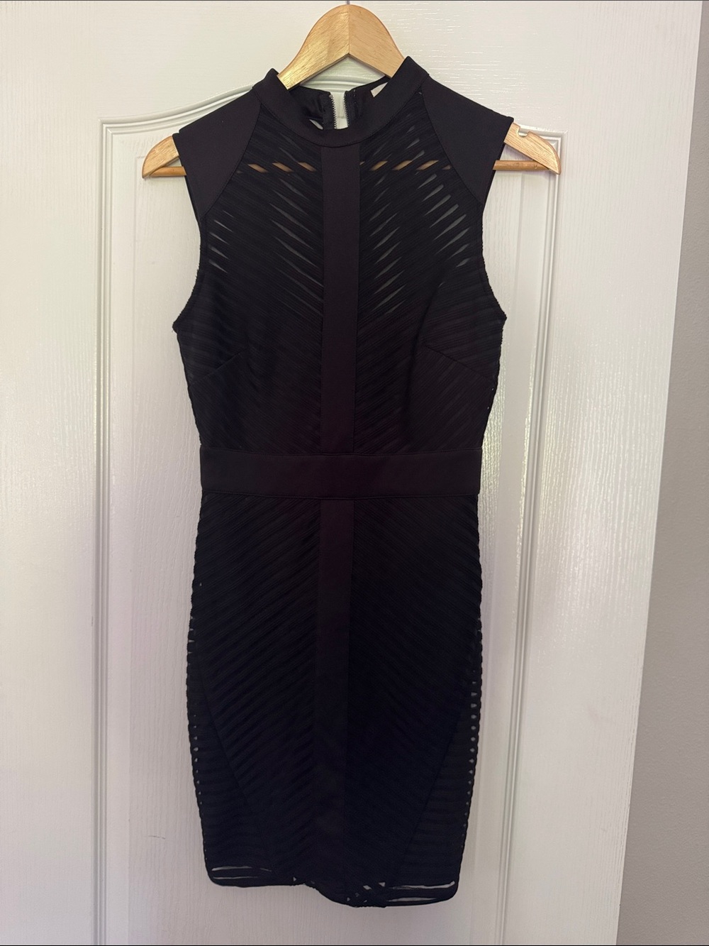 Sleeveless Black Bodycon Dress - Classic Little Black Dress -Sheer chest